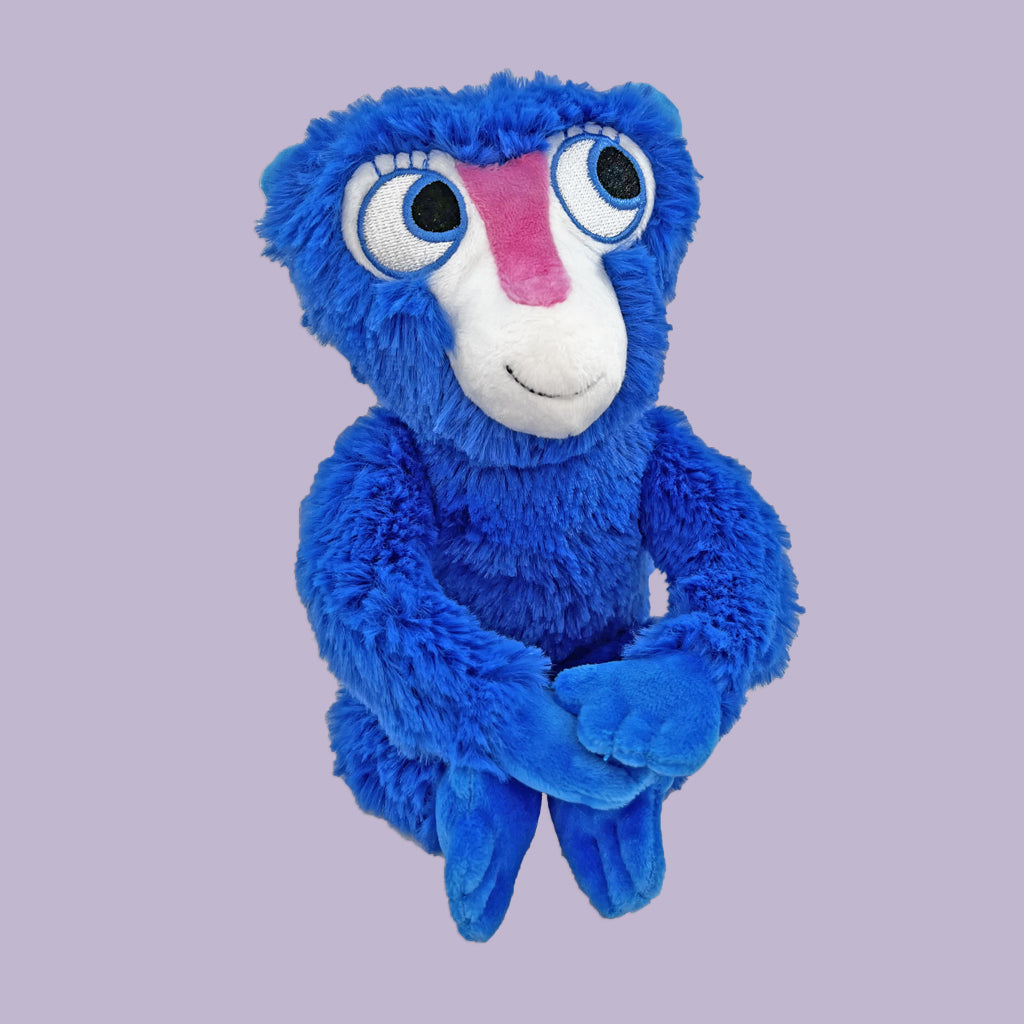 MerryMakers 12" Blue Baboon Finds Her Tune Plush is based on the bedtime picture book by Helen and Thomas Docherty