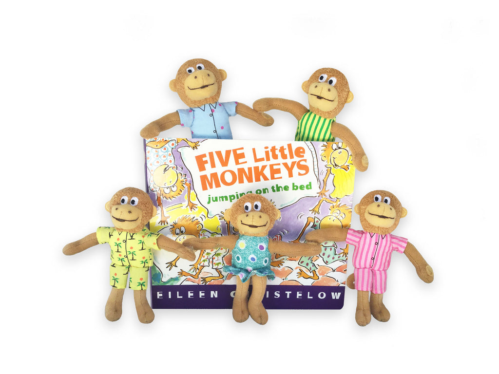 MerryMakers 5" Five Little Monkeys Book and Puppet set by Eileen Christelow
