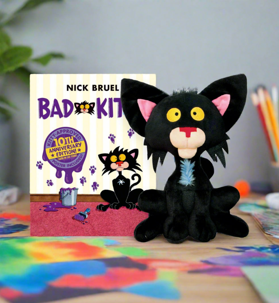 MerryMakers Bad Kitty 11" Plush Cat with hardcover book by Nick Bruel