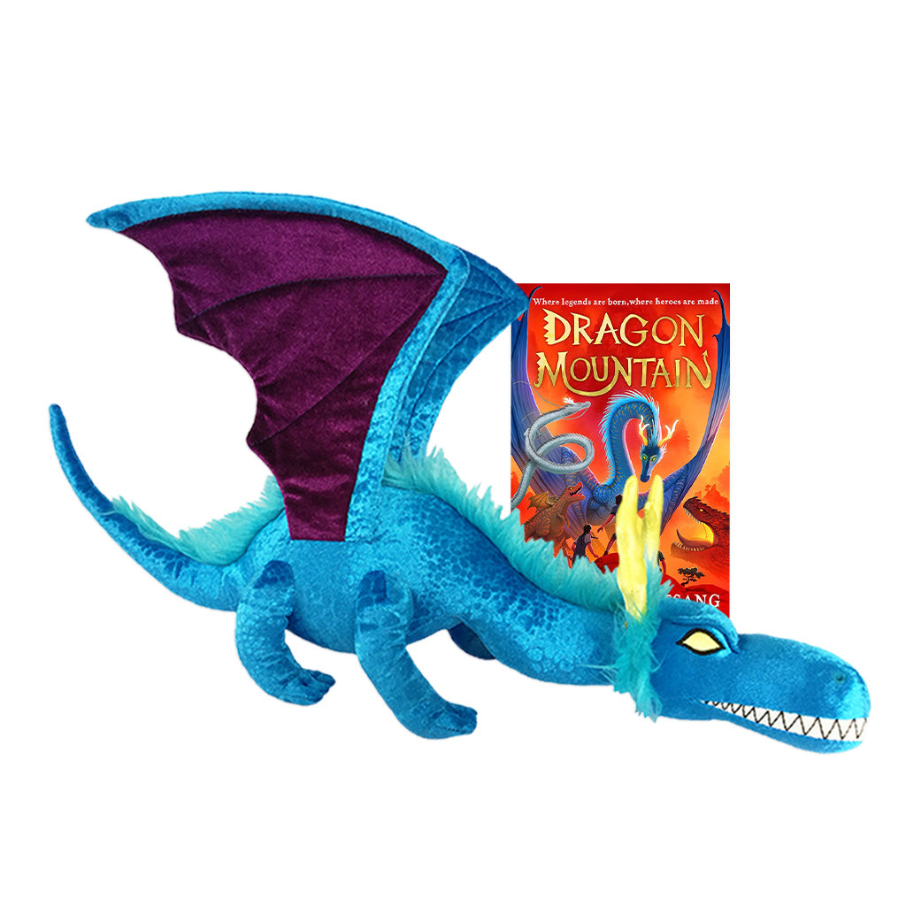 MerryMakers 22" Dragon Mountain Spark Plush with chapter book #1 is based on the popular chapter book series by Katie and Kevin Tsang