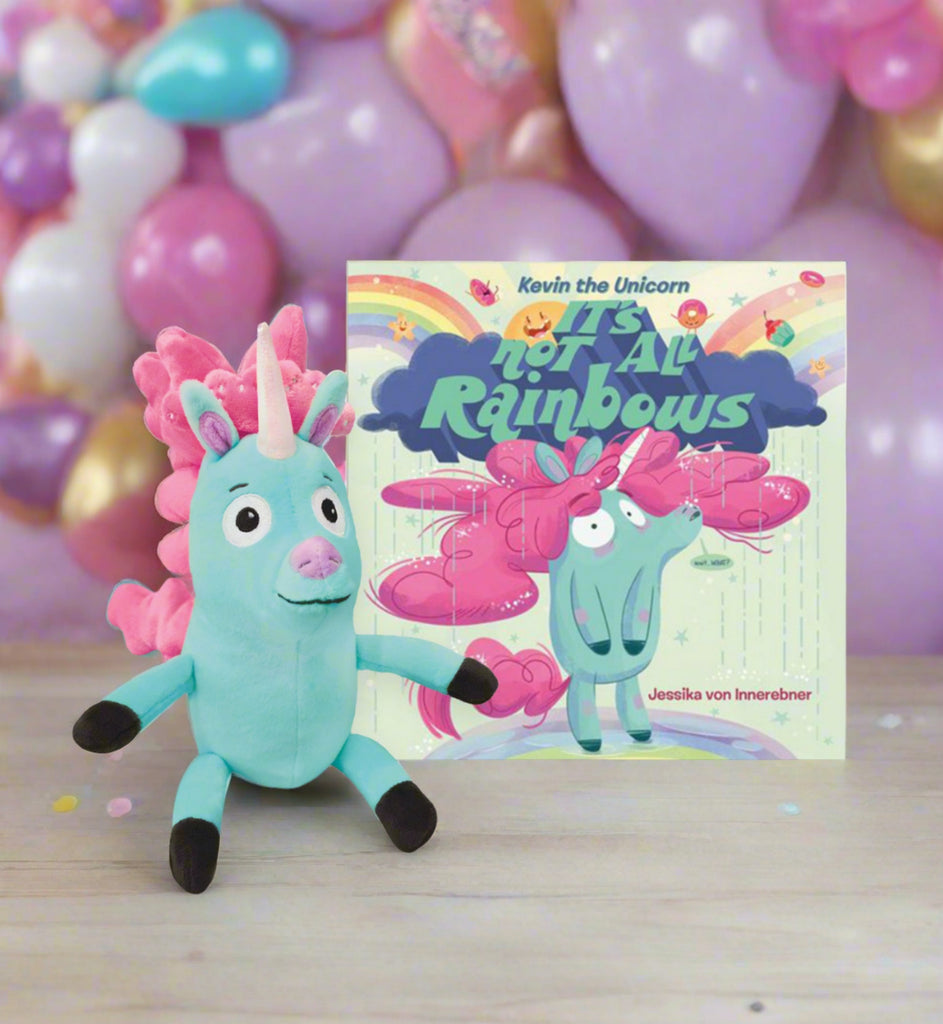 MerryMakers Kevin the Unicorn: It's Not All Rainbows 9" Plush with hardcover book by Jessika von Innerebner