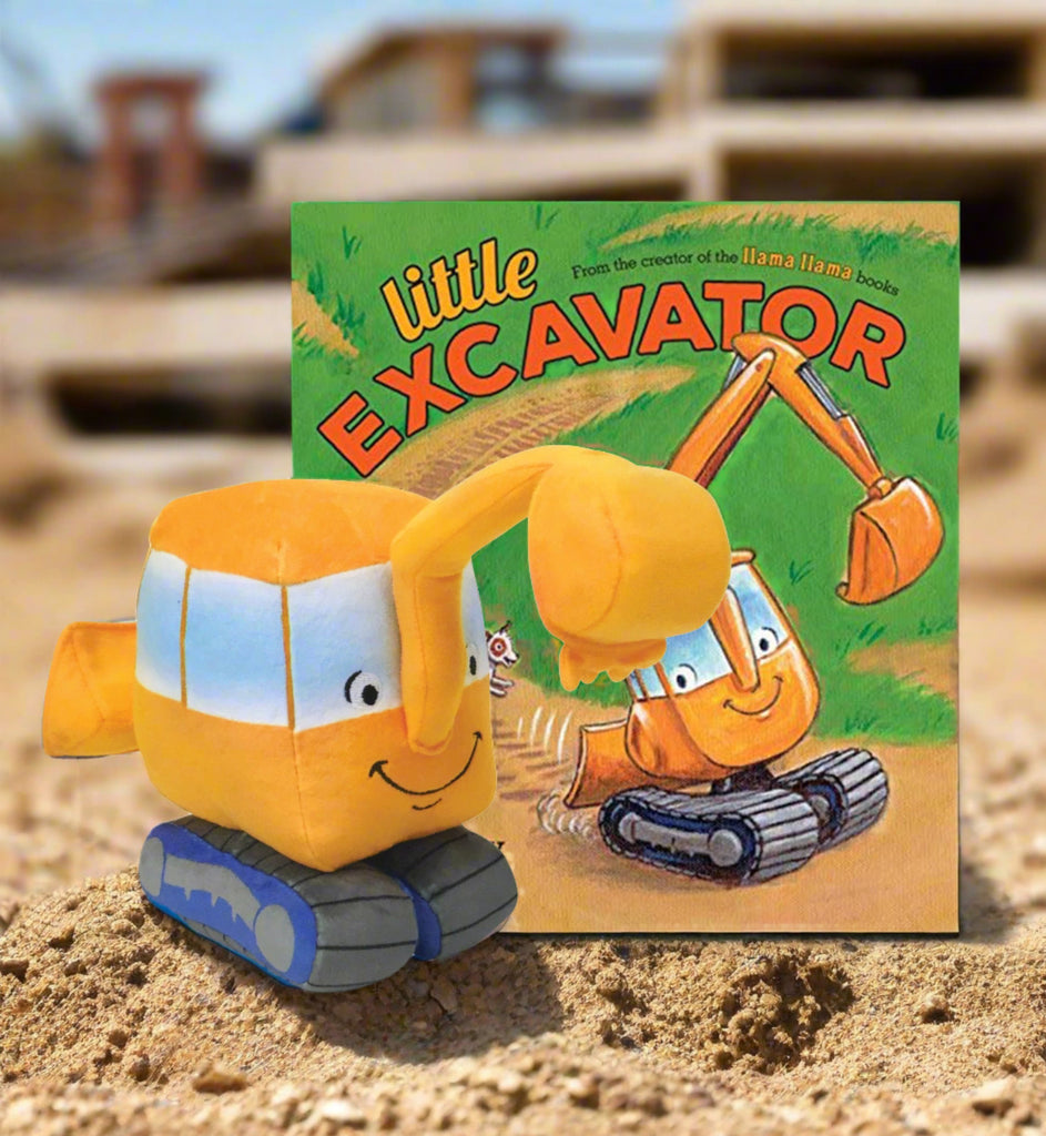 MerryMakers Little Excavator 7" Plush with Hardcover Book