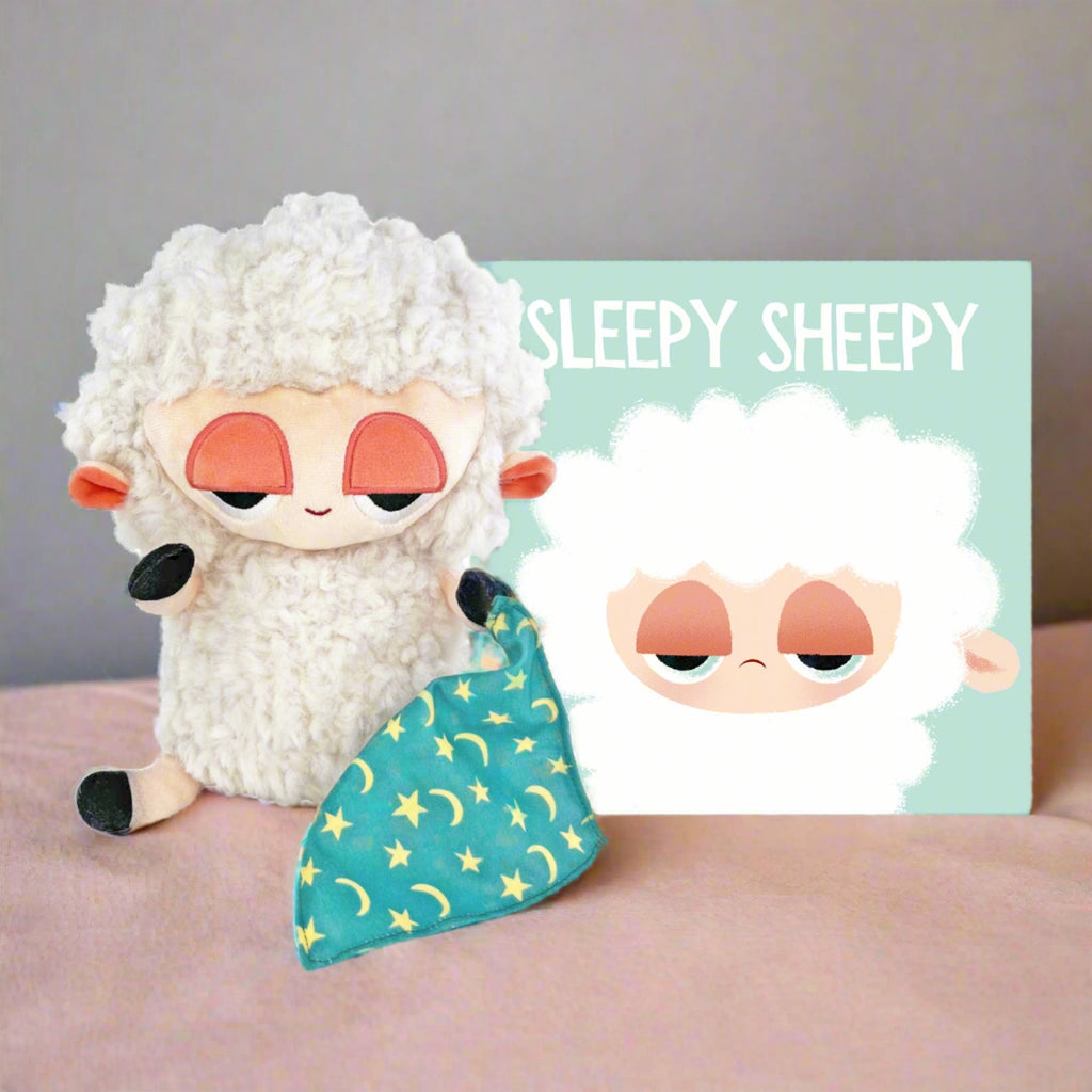MerryMakers 10.5" Sleepy Sheepy Plush with Hardcover book by Lucy Ruth Cummins and Pete Oswald