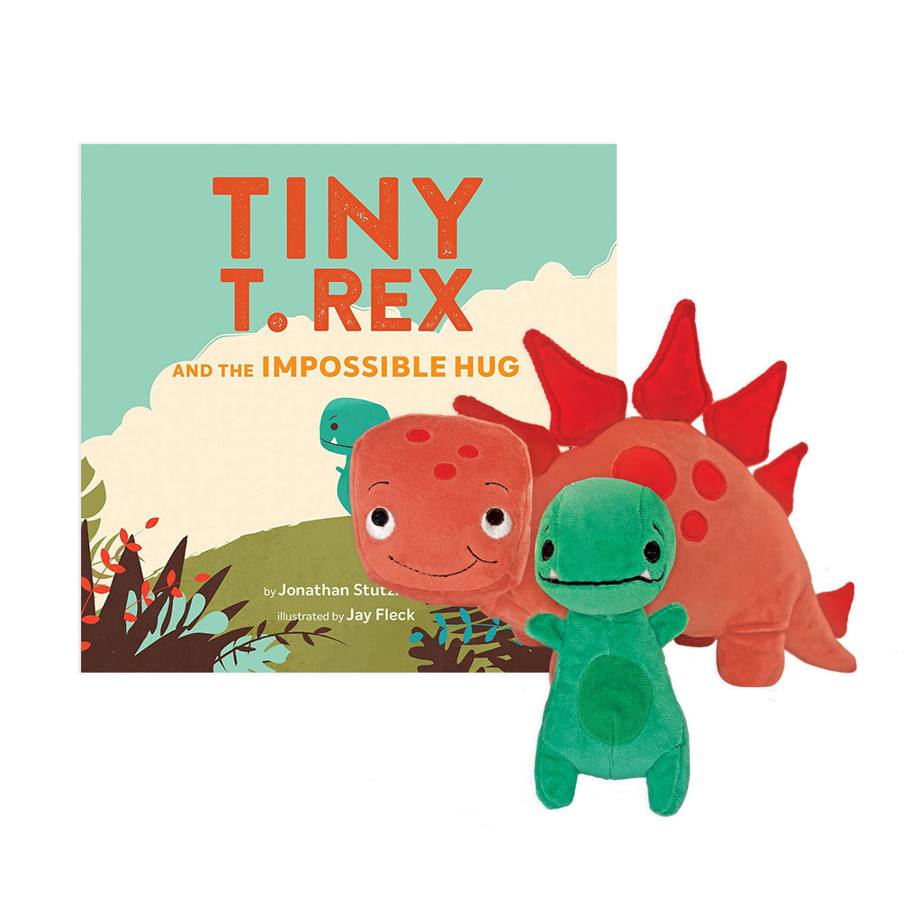 MerryMakers Tiny T. Rex and Pointy Plush Pair with hardcover book by Jonathan Stutzman and Jay Fleck