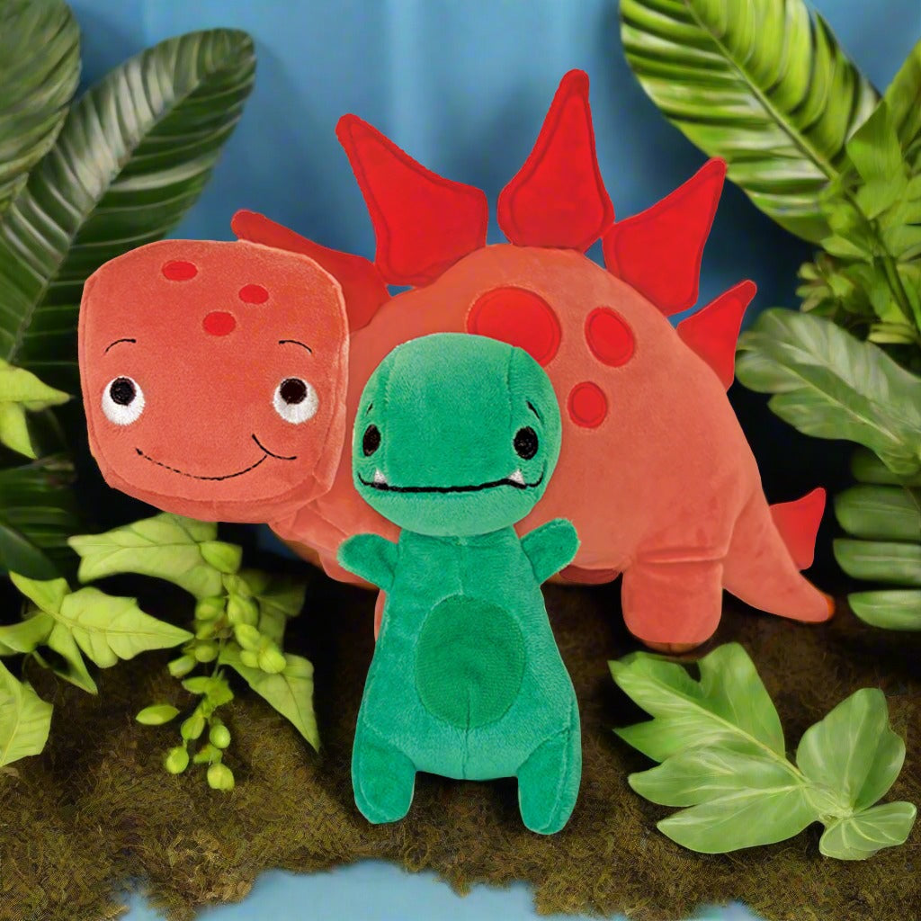 MerryMakers Tiny T. Rex and Pointy Plush Pair, based on the book series by Jonathan Stutzman and Jay Fleck