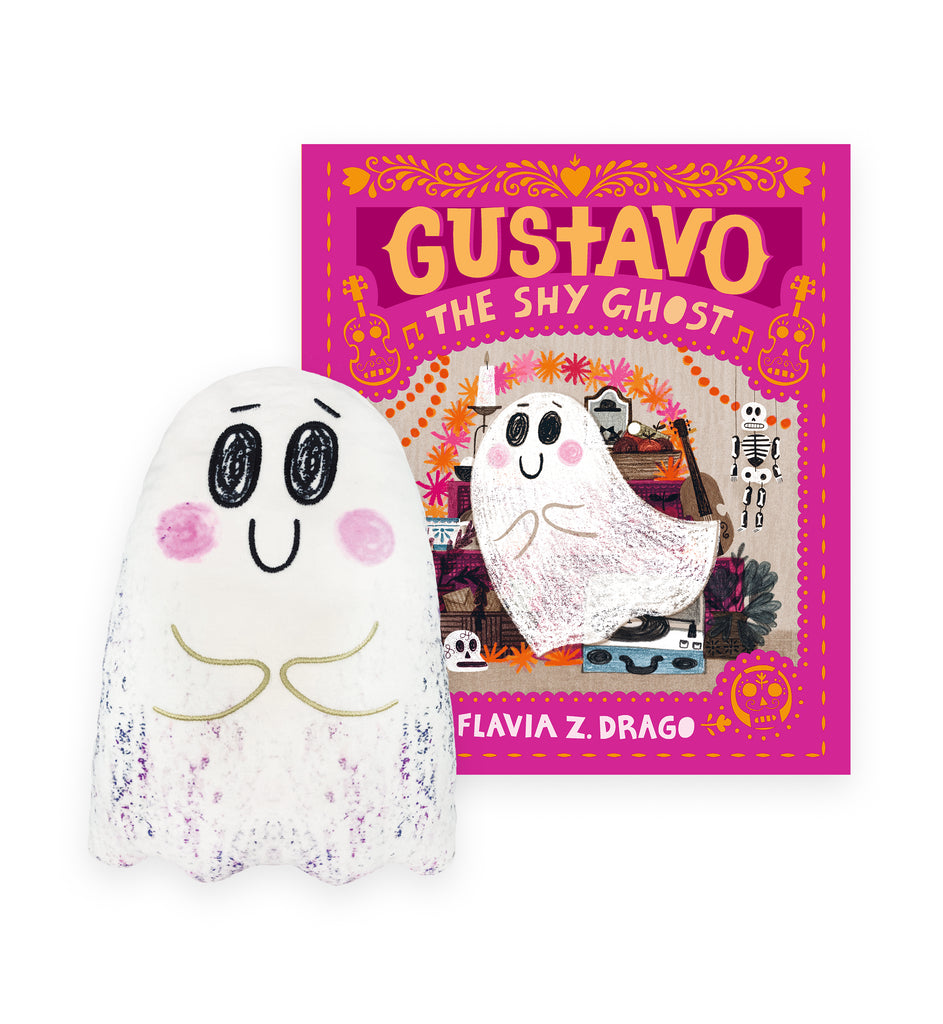 MerryMakers 10" Gustavo the Shy Ghost Puppet from the bestselling diverse picture book by Flavia Z. Drago. 