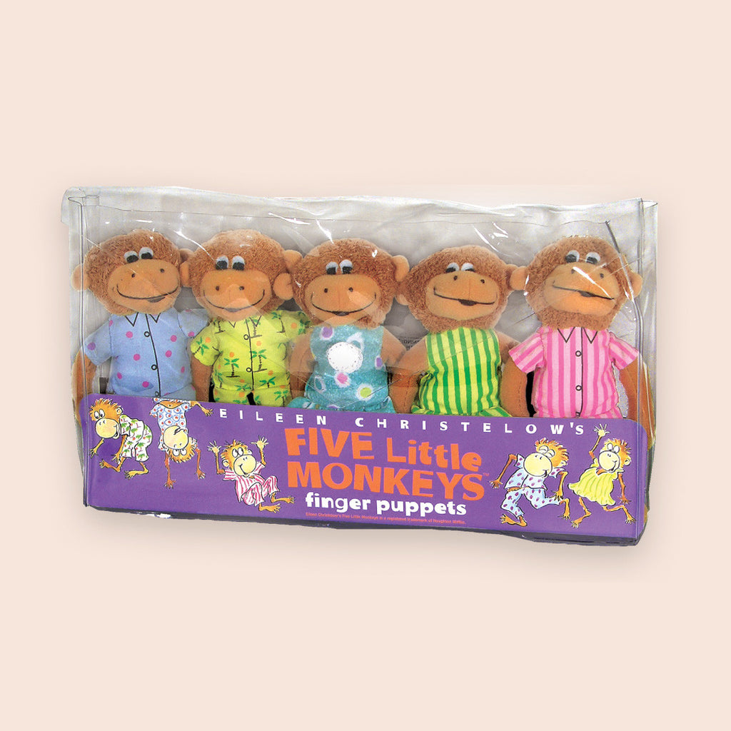 MerryMakers 5" Five Little Monkeys Finger Puppet Playset, based on the book by Eileen Christelow