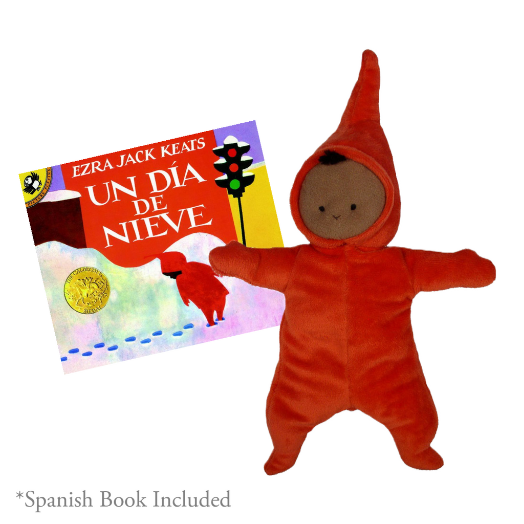 MerryMakers 15" Snowy Day Doll and Spanish book gift set, based on the Un Dia De Nieve book by Ezra Jack Keats